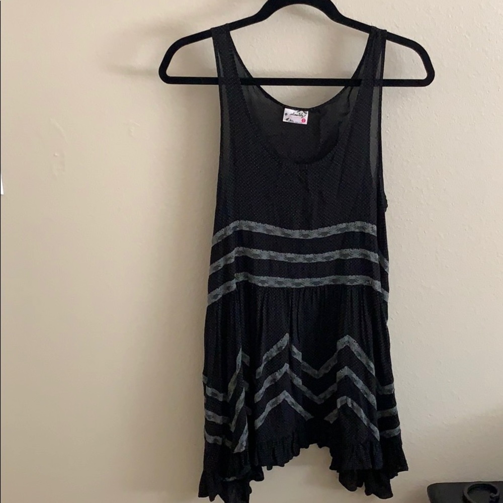 Free People Black and Gray Flowy Dress